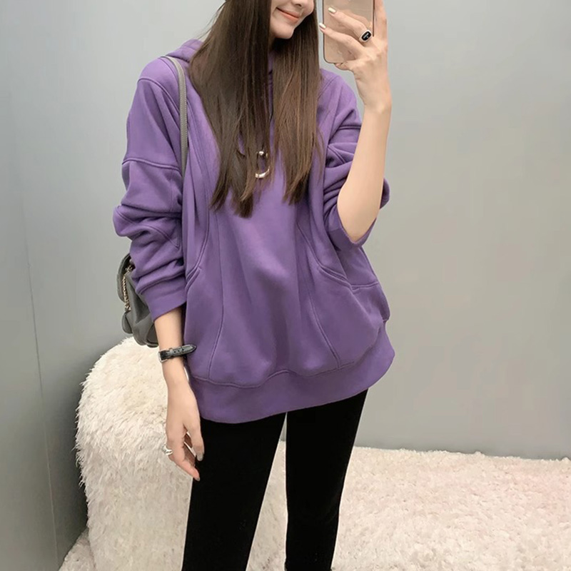 日系寬鬆慵懶風LULU括弧圓領衛衣