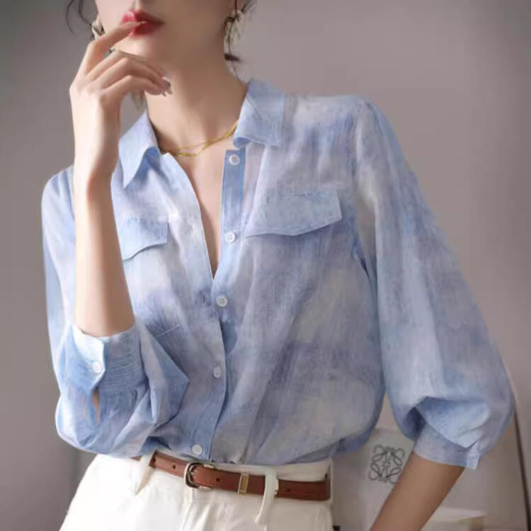 春夏寬鬆氣質通勤緞面襯衫