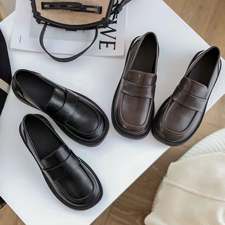 春秋新款韓版百搭厚底樂福鞋