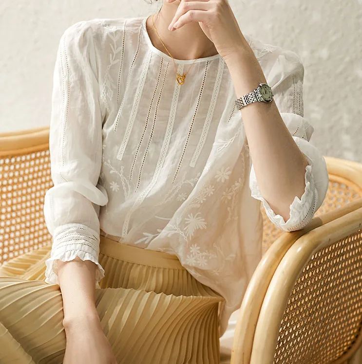 繡花苧麻小上衣
