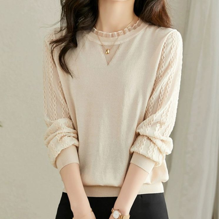 減齡洋氣蕾絲長袖t卹