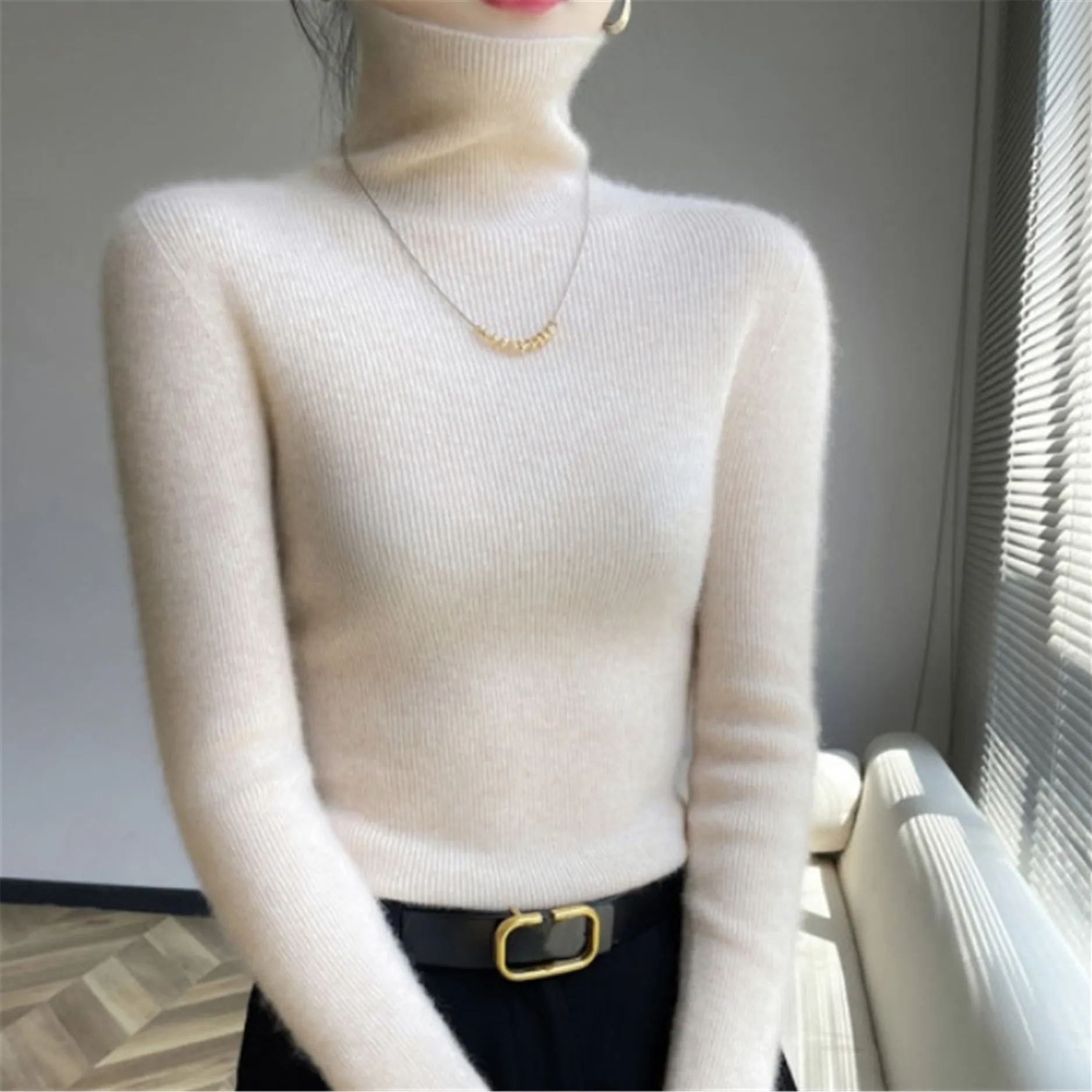 小眾氣質堆堆領針織衫高級感內搭上衣