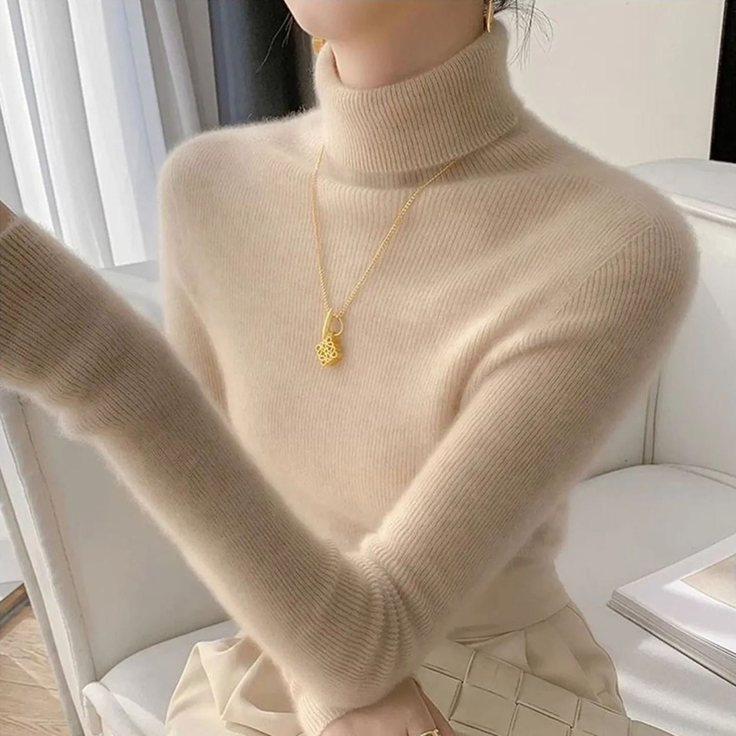 小眾氣質堆堆領針織衫高級感內搭上衣