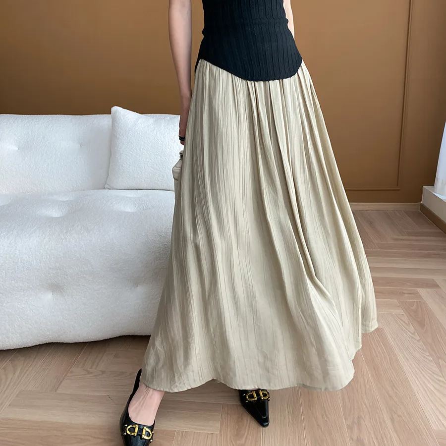 新中式藝術褶皺肌理感垂順A字半身裙