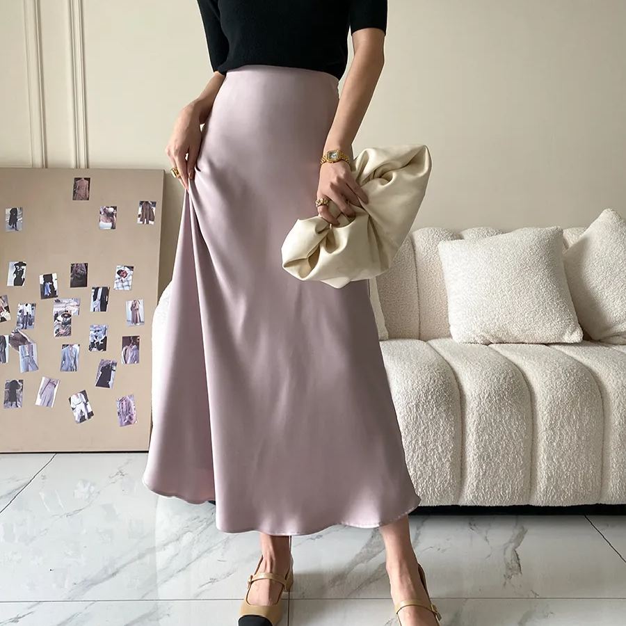 法式緞面設計感小眾通勤半身裙