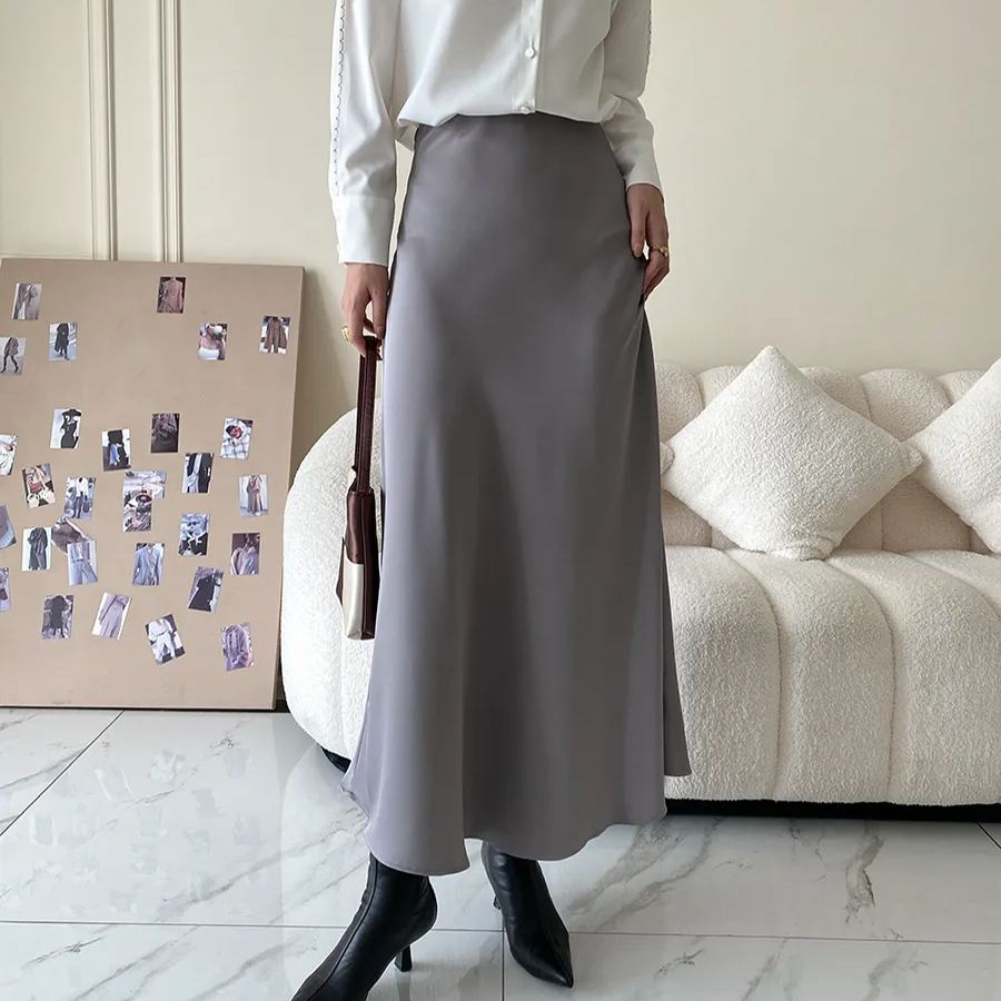 法式緞面設計感小眾通勤半身裙