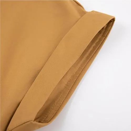 簡約純色繫帶襯衫連身裙