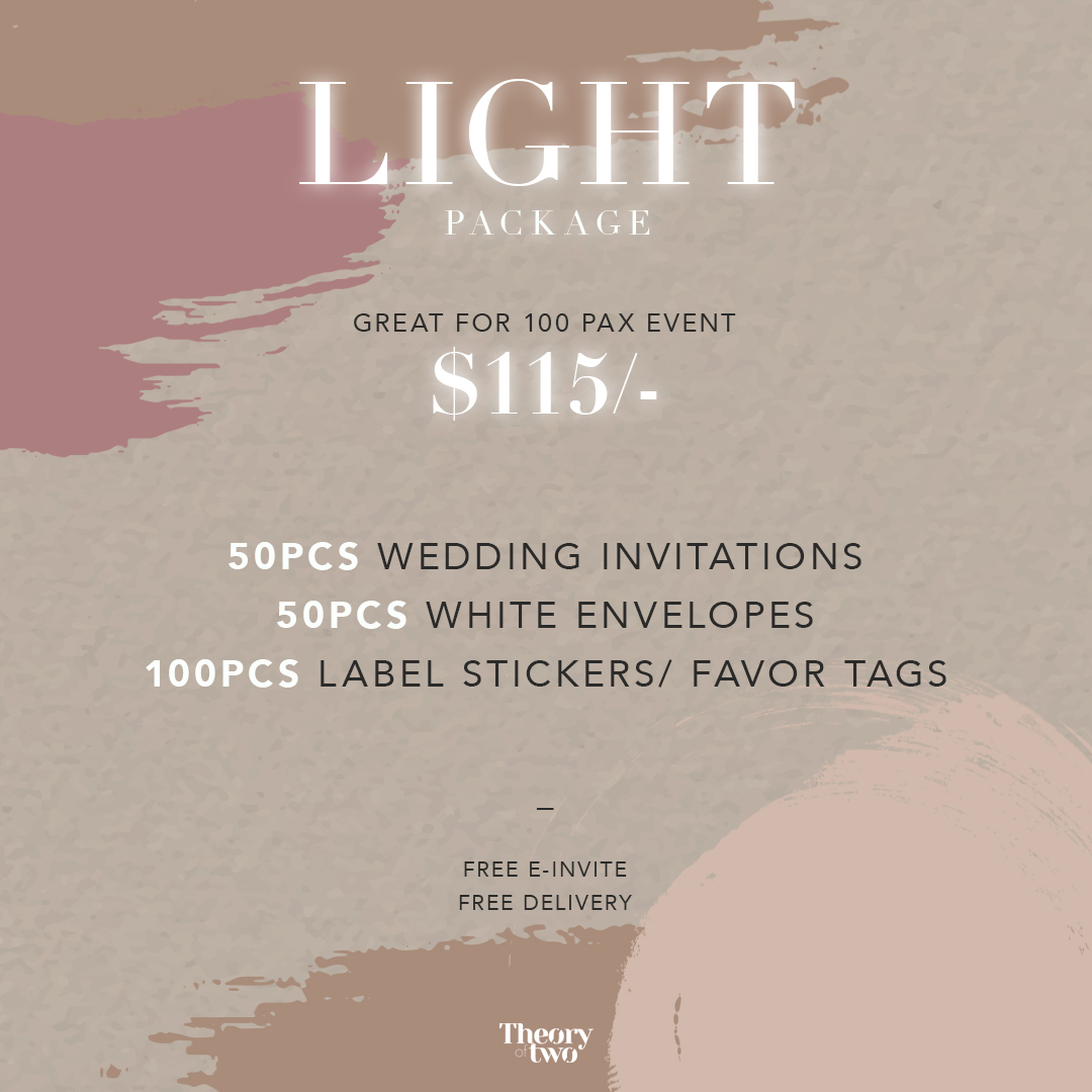 LIGHT WEDDING INVITATION PACKAGE (GREAT FOR 100 PAX EVENT)