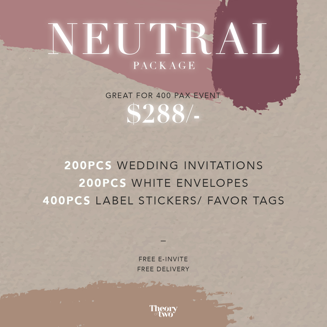 NEUTRAL WEDDING INVITATION PACKAGE (GREAT FOR 400 PAX EVENT)