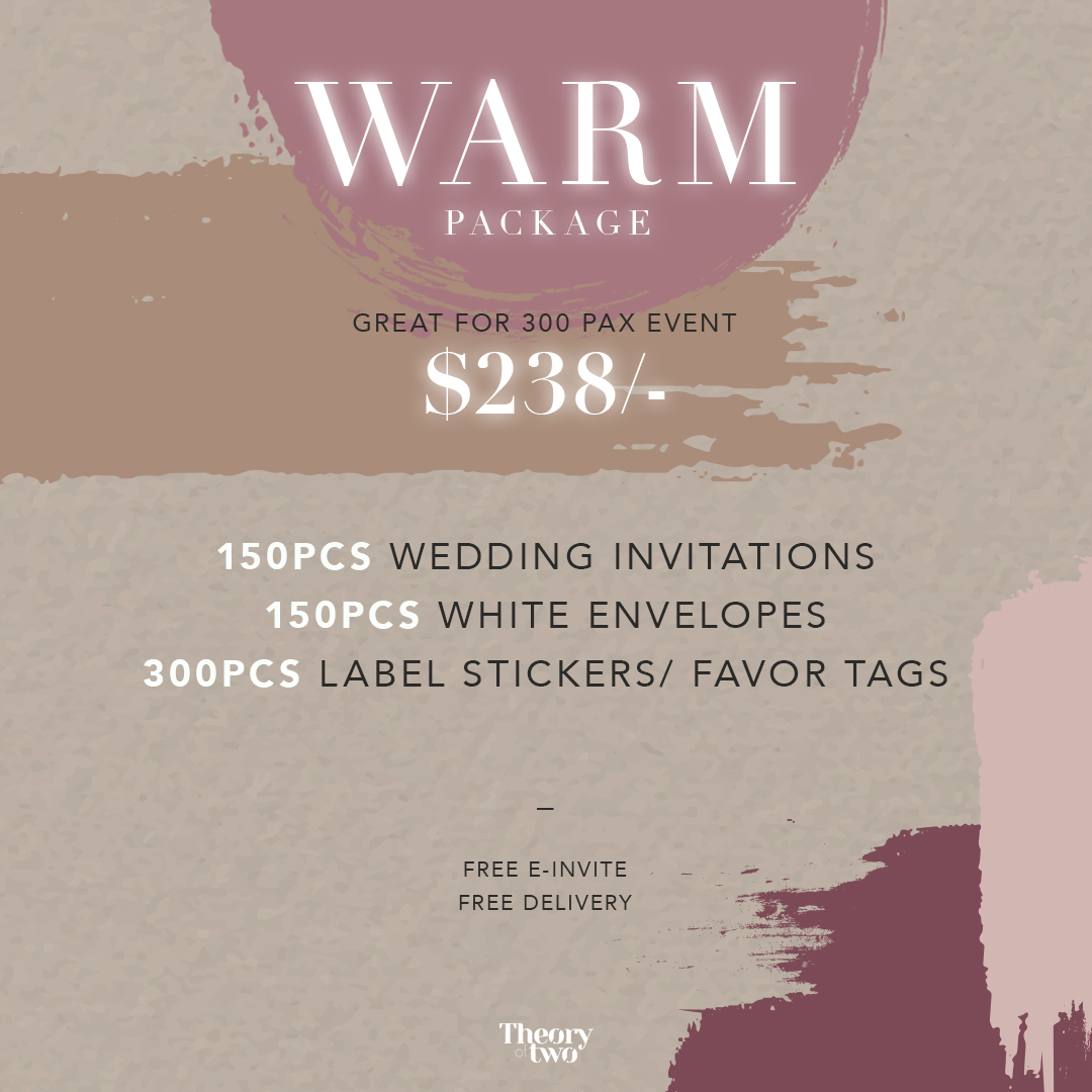 WARM WEDDING INVITATION PACKAGE (GREAT FOR 300 PAX EVENT)