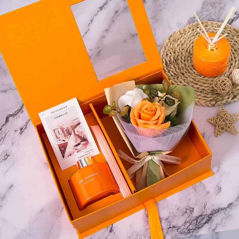 Soap Flower+Aromatherapy Gift Set for Mothers Day Girlfriend Birthday Gift Valentine's Day Event 