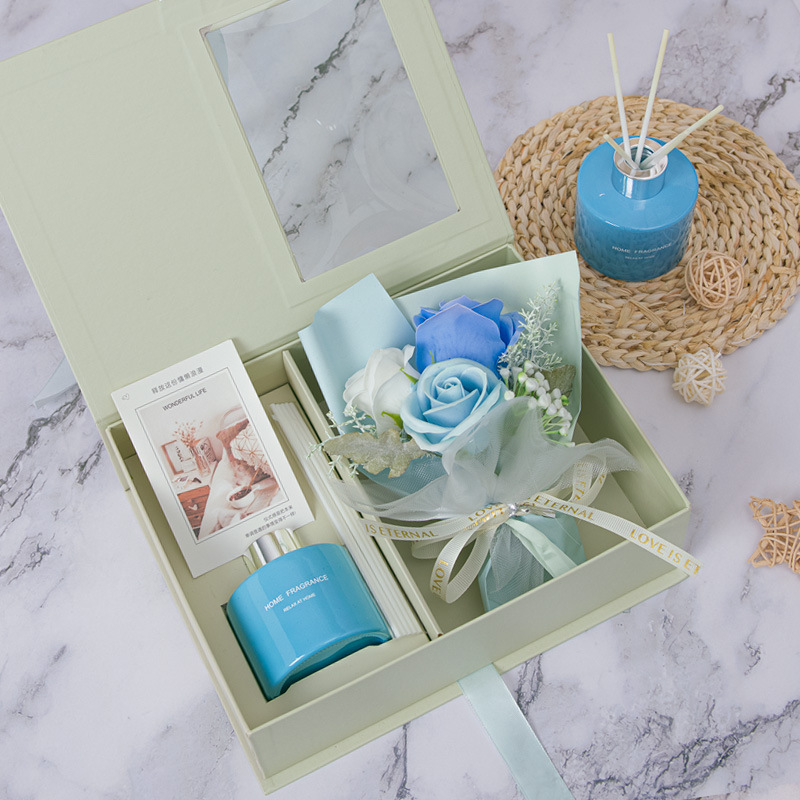 Soap Flower+Aromatherapy Gift Set for Mothers Day Girlfriend Birthday Gift Valentine's Day Event 