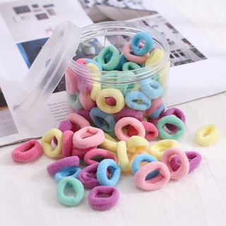 100 pieces/can high elastic candy color small seamless hair tie black hair rope children's jewelry towel ring seamless