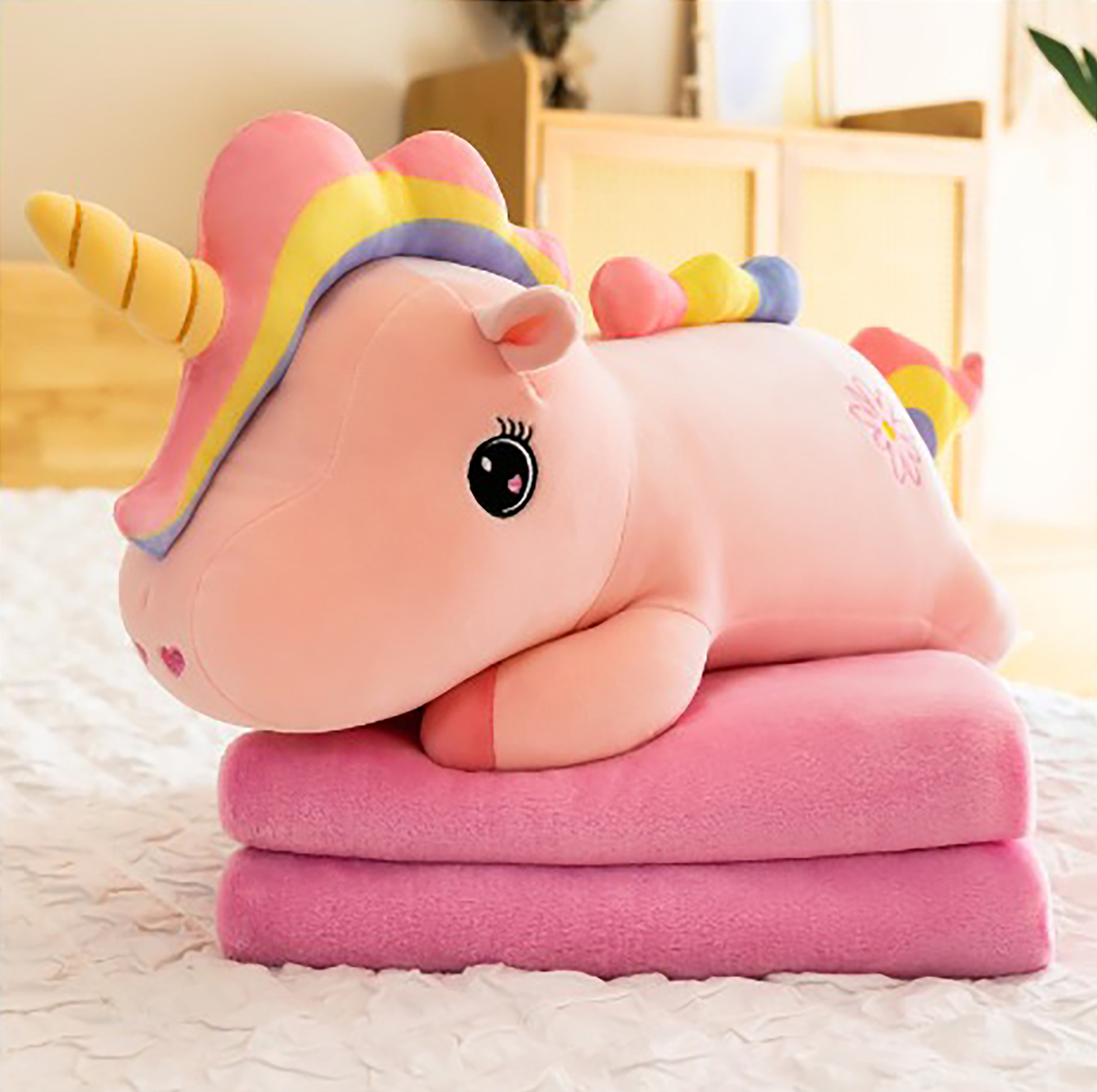 2-in-1 Soft Plush with Hidden Blanket Inside