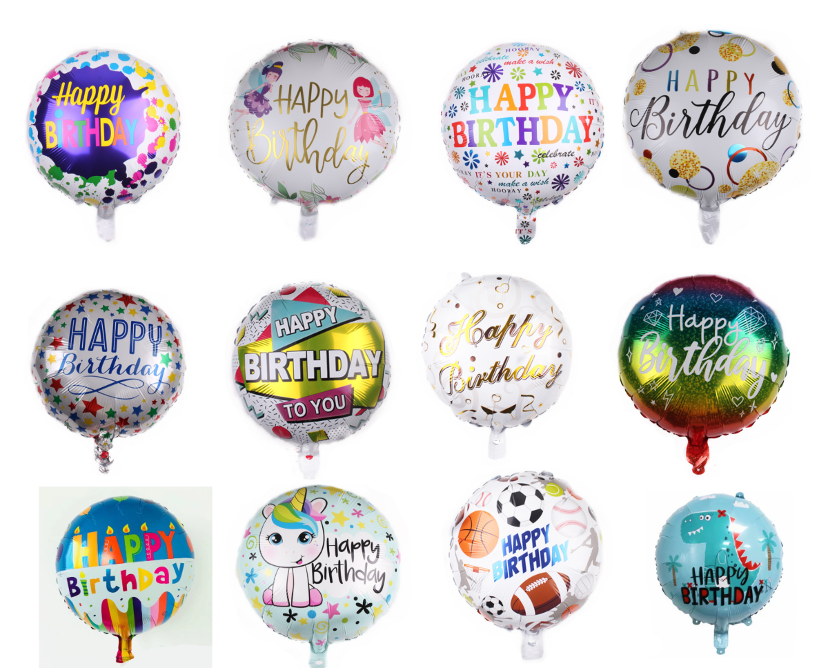 Happy Birthday Printed Round Foil Balloons