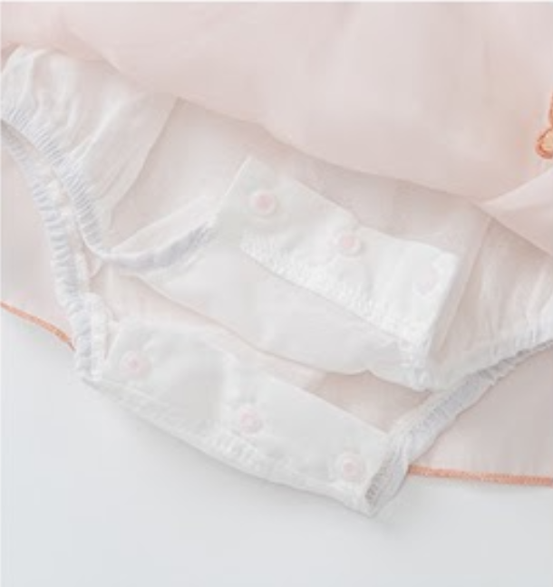 Baby Girls' Pink Dress with Butterfly Pattern with Hat