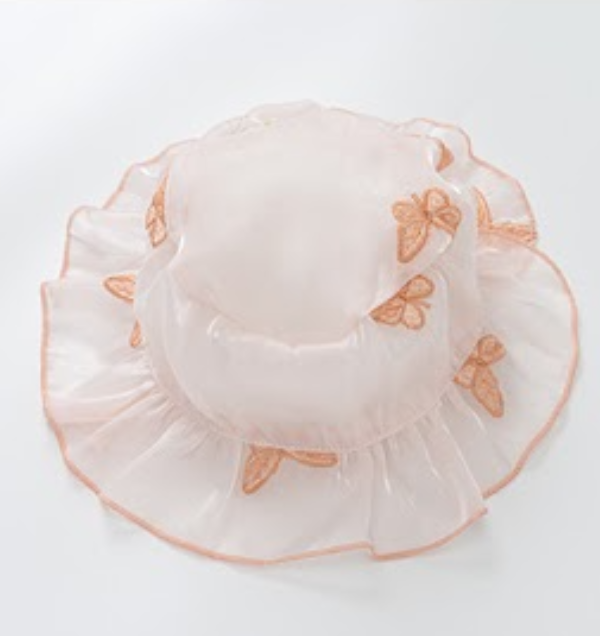 Baby Girls' Pink Dress with Butterfly Pattern with Hat