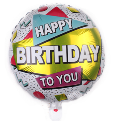 Happy Birthday Printed Round Foil Balloons