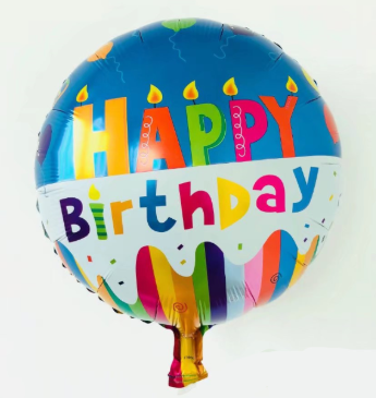 Happy Birthday Printed Round Foil Balloons