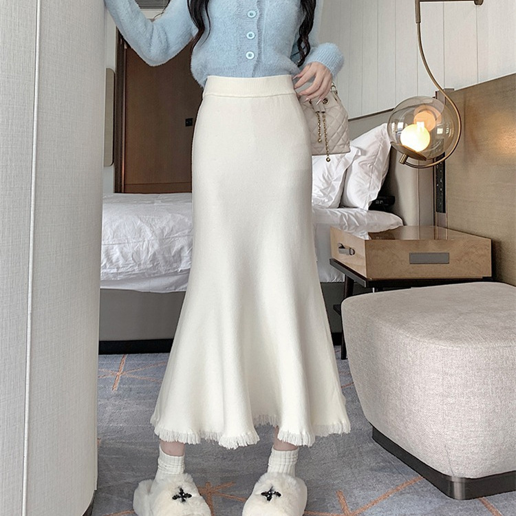 韓系風流蘇設計氣質顯瘦包臀魚尾裙