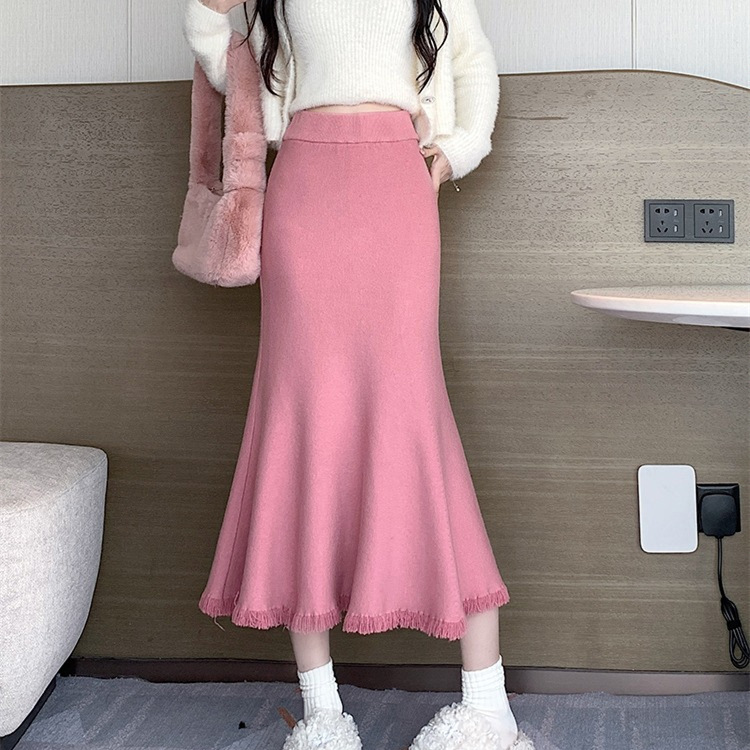 韓系風流蘇設計氣質顯瘦包臀魚尾裙