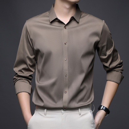 男士7色可選純色無痕微彈品質襯衫