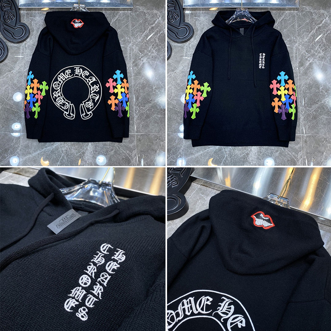 Chrome Hearts / クロムハーツ🍁秋冬セーターシリーズ🍁 2023 重工業カラーアームズレッドマウス刺繍セーター パーカー