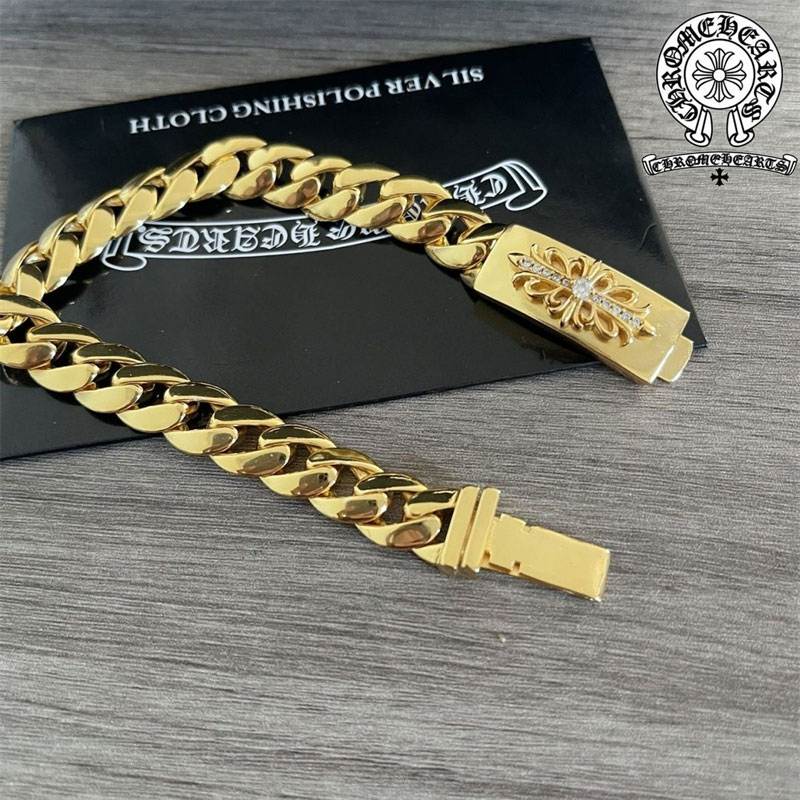 【CHROME HEARTS】クロウハート ヴィンテージ メンズ 聖剣クロスフラワー リバーシブルブレスレット