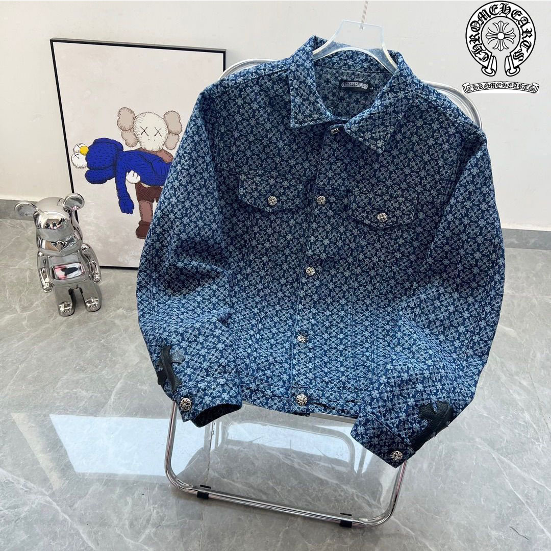 【Chrome hearts】クロムハーツ 総柄ホースシューデニムジャケット 男女兼用