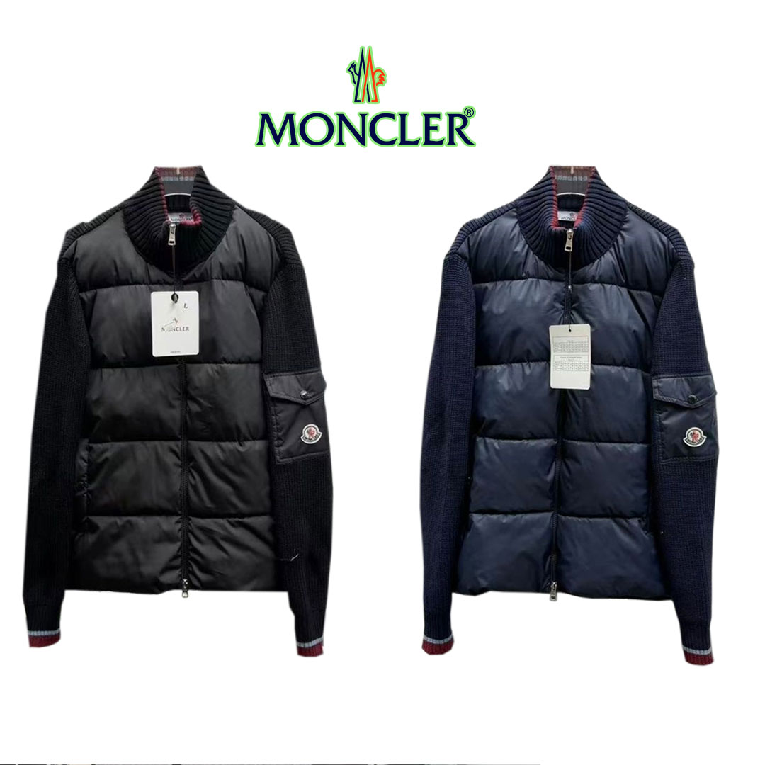 【MONCLER】モンクレール秋冬新作スタンドカラーニットパッチワークジャケット 男女兼用
