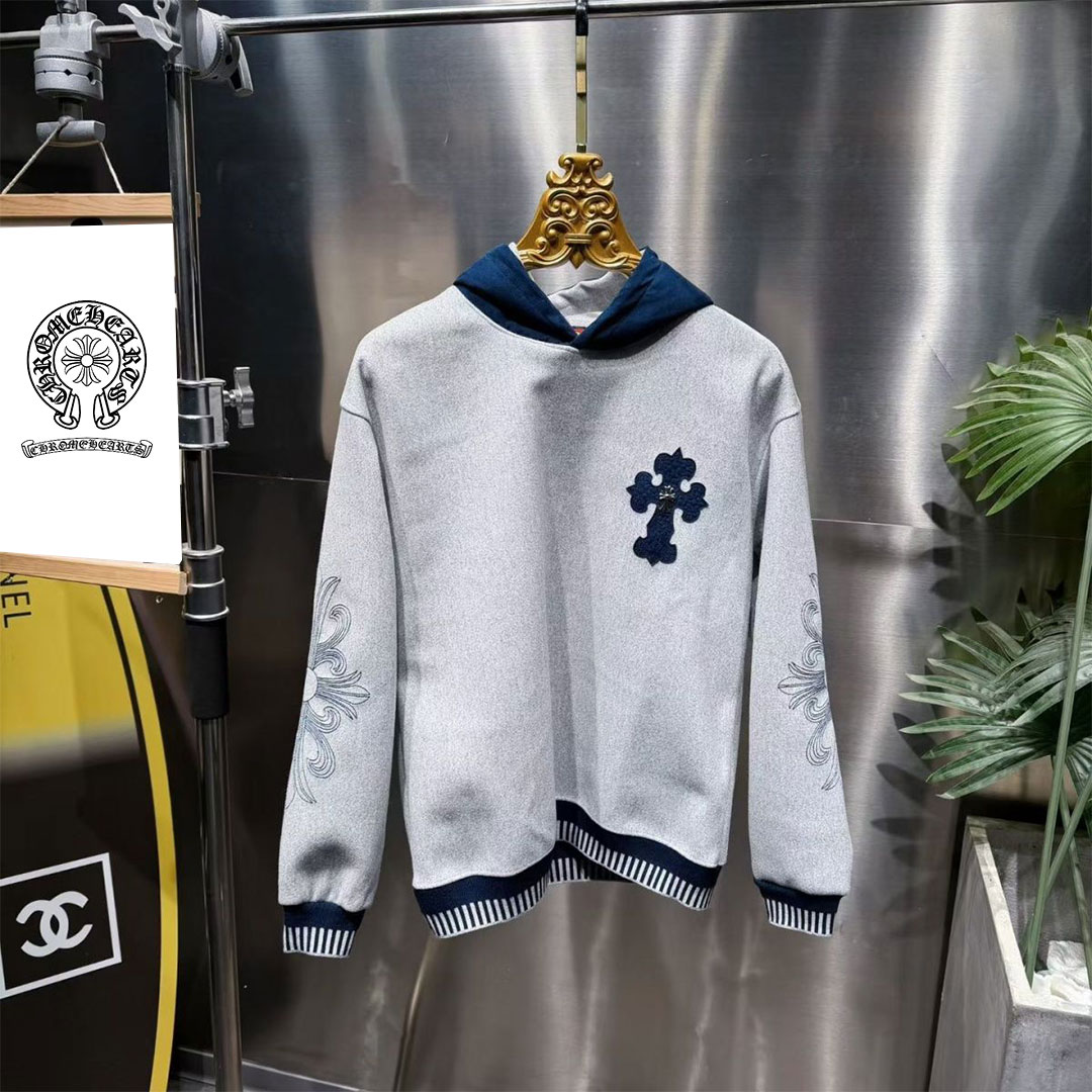 【Chrome hearts】クロムハーツ刺繍入りスウェットシャツフード付きゆったりカジュアルトップス 男女兼用