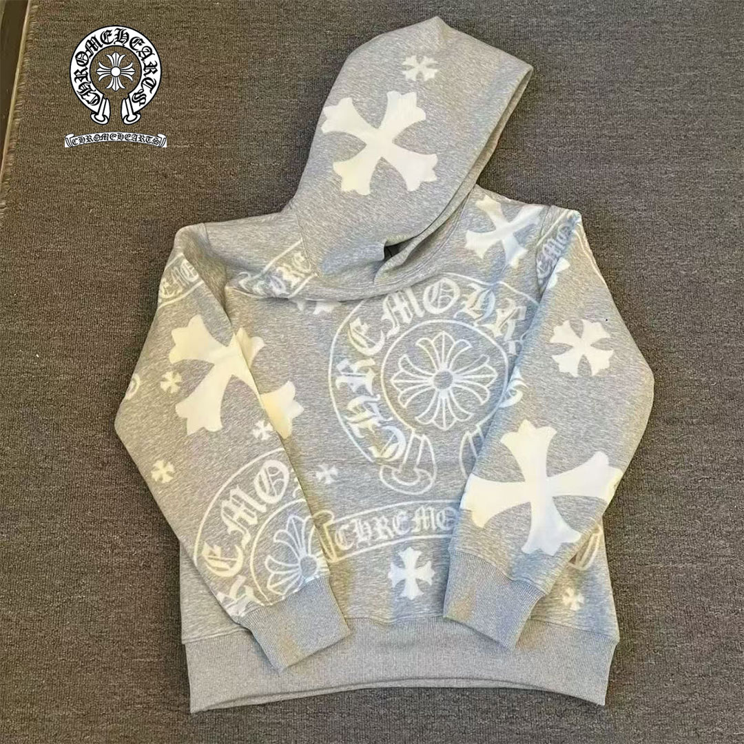 【Chrome Hearts 】クロムハーツクロス ホースシュー ルーズ フード付きスウェットシャツ