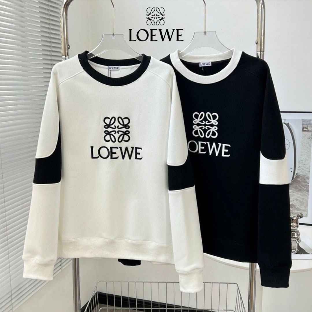 【LOEWE】ロエベの新しい刺繍入りスウェットシャツ。カジュアル、ゆったりフィット、長袖。