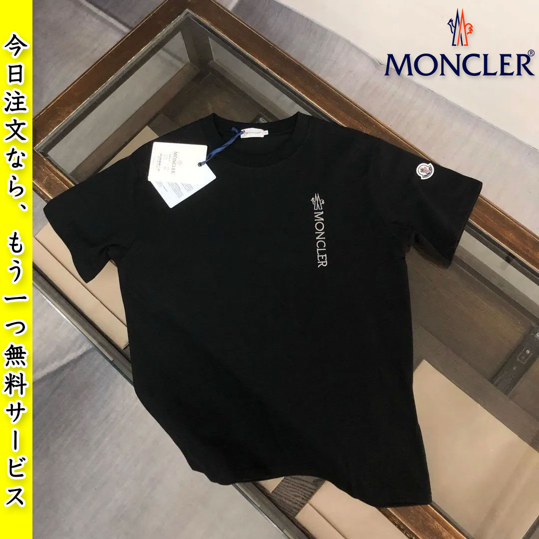 【今日注文なら、もう一つ無料サービス】【Moncler】モンクレール プリント クルーネック 半袖 T シャツ 男女兼用