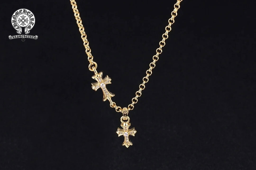 【Chrome Hearts】クロウ ハート ゴールド クロス ネックレス