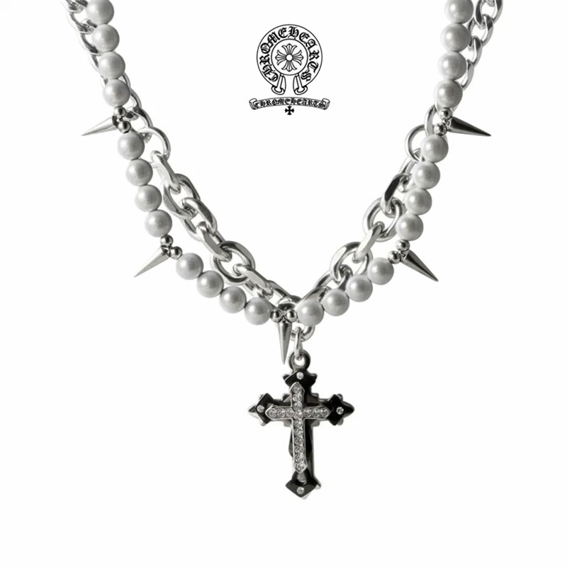 【Chrome-hearts】 クロウハート ネックレス メンズ クロス 鎖骨チェーン