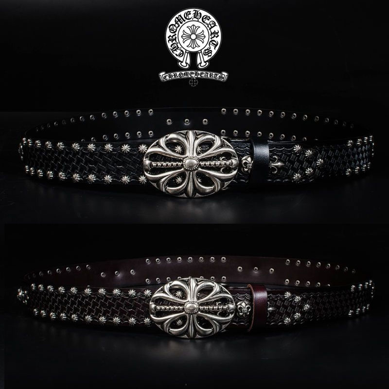 【Chrome-hearts】クロウハートベルト リベットレトロピンバックルベルト