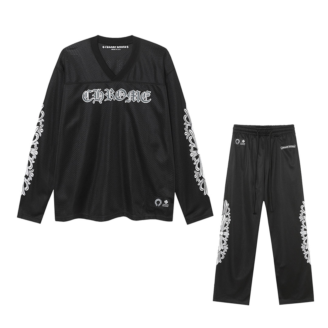 【Chrome Hearts】クロムハーツ 24新作 メッシュフラワーアームクロスプリント カップル風長袖スーツ