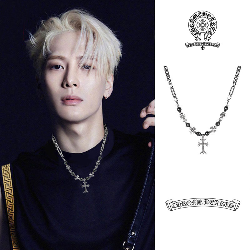 【Chrome-hearts】 クロウ ハート ネックレス クロス フラワー ビーズ メンズ レディース