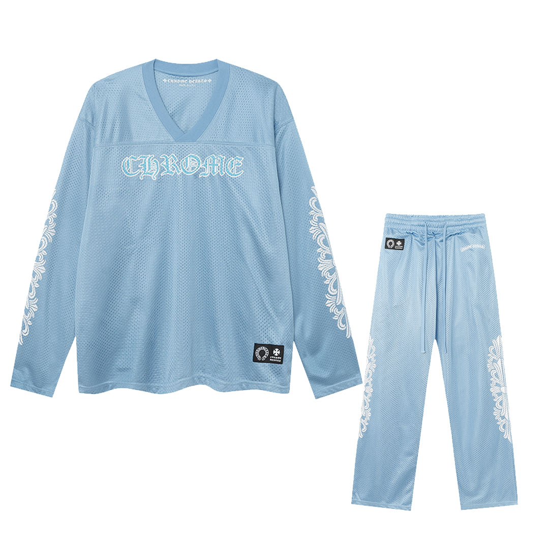 【Chrome Hearts】クロムハーツ 24新作 メッシュフラワーアームクロスプリント カップル風長袖スーツ