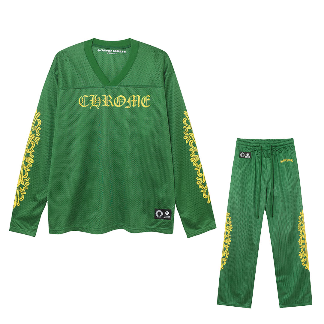 【Chrome Hearts】クロムハーツ 24新作 メッシュフラワーアームクロスプリント カップル風長袖スーツ