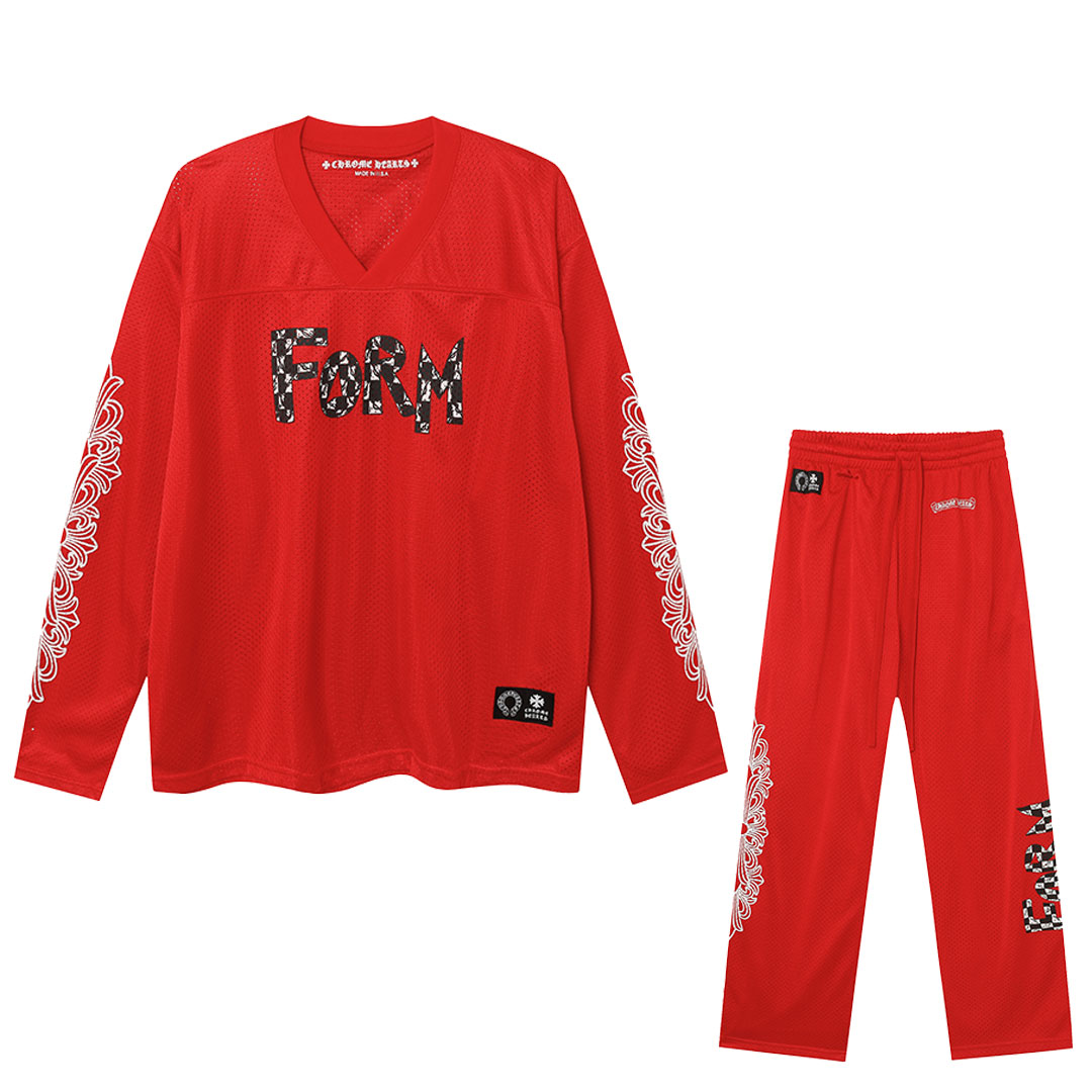 【Chrome Hearts】クロムハーツ 24新作 メッシュフラワーアームクロスプリント カップル風長袖スーツ