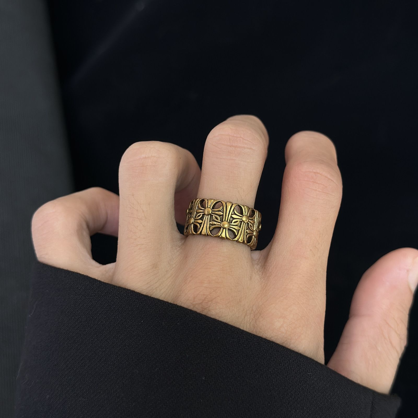 【今日注文なら、もう一つ無料サービス】【Chrome hearts】 クロムハーツ 男女兼用 ヴィンテージカップルリング（オープンデザイン）