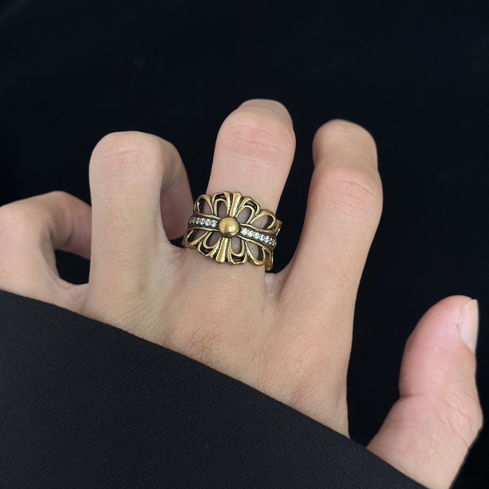 【今日注文なら、もう一つ無料サービス】【Chrome hearts】 クロムハーツ 男女兼用 ヴィンテージカップルリング（オープンデザイン）