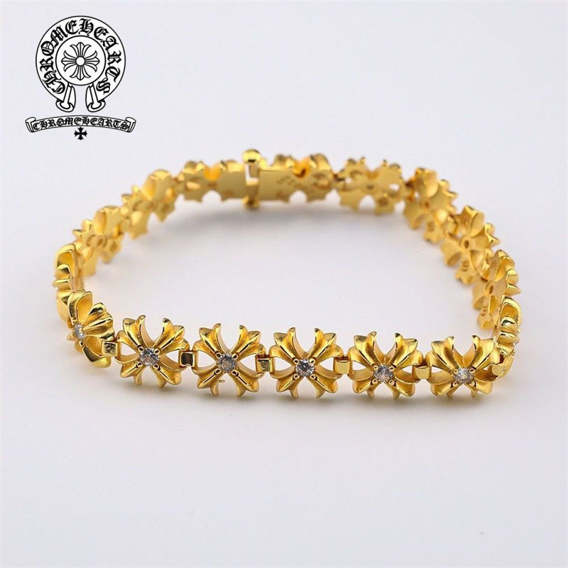 【CHROME HEARTS】クロウハート レトロ ダイヤモンド クロス ブレスレット メンズ レディース カップルブレスレット