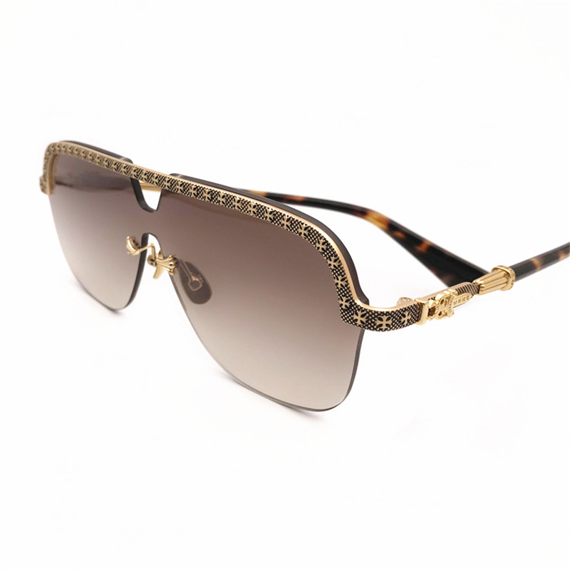 【CHROME HEARTS】クロキシンレトロな新しいサングラスハーフフレームウィンドミラーサングラス