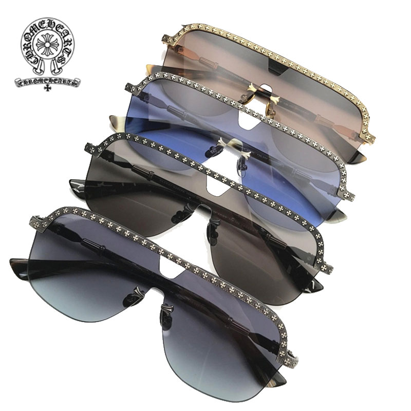 【CHROME HEARTS】クロキシンレトロな新しいサングラスハーフフレームウィンドミラーサングラス