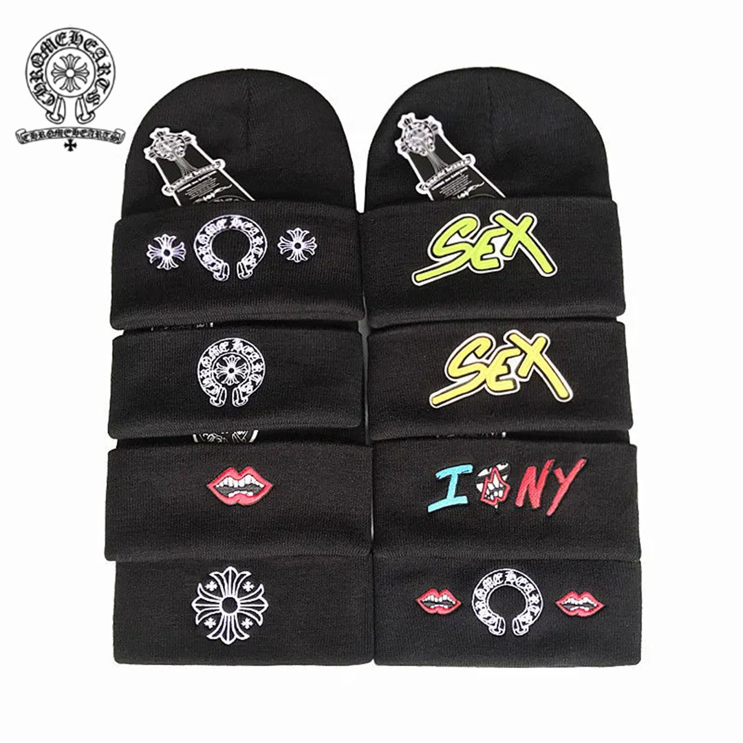 【今日注文なら、もう一つ無料サービス】Chrome Hearts クロウハート ホースシュー ウォームハット クロスニット帽  男女兼用