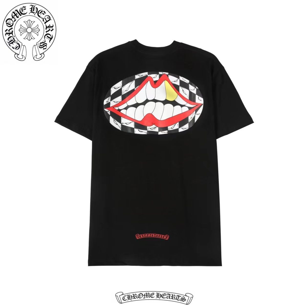 Chrome Hearts】クロムハーツ 2024 夏のビッグリップ要素半袖メンズとレディースのルーズラウンドネック T シャツ
