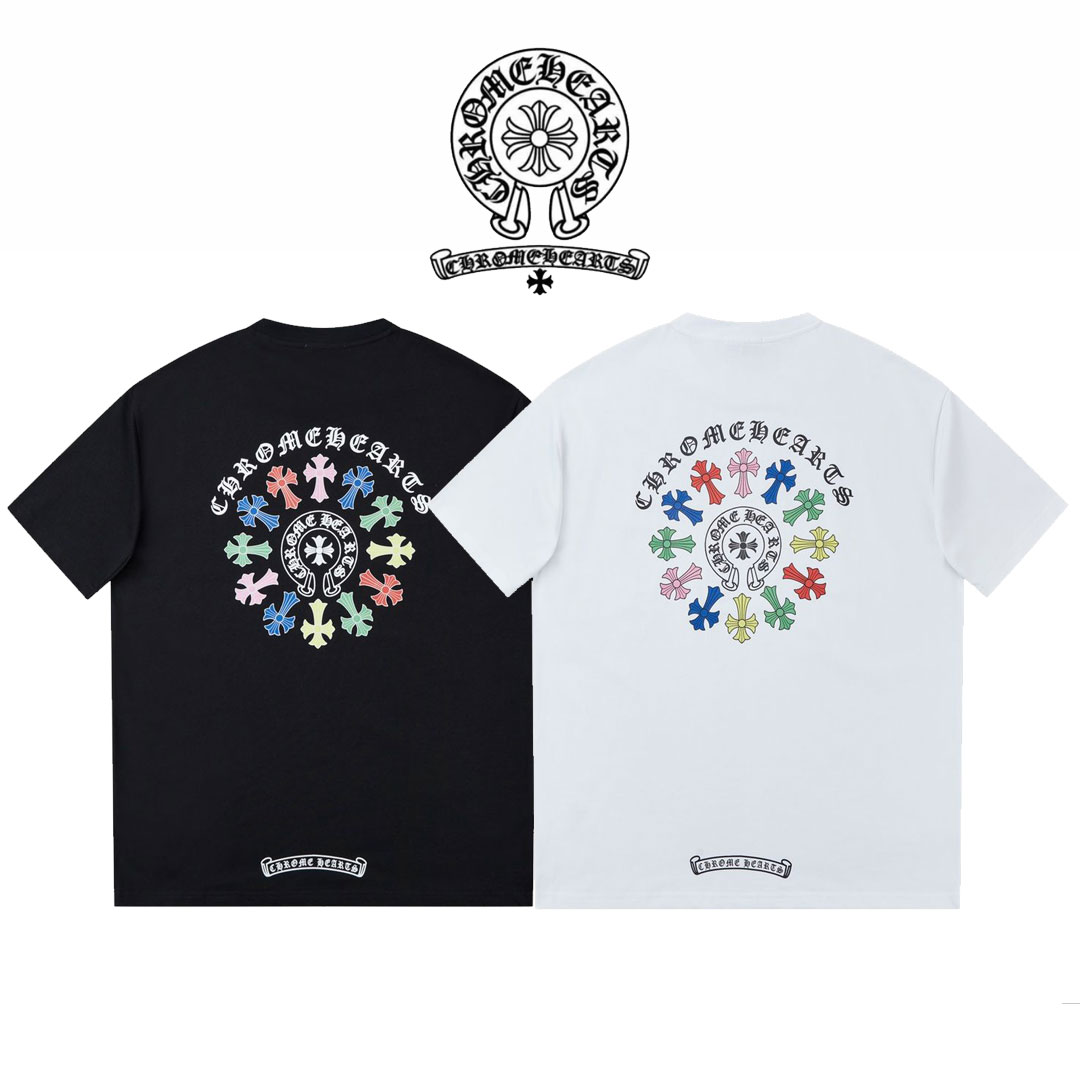 【Chrome Hearts】クロムハーツ Tシャツ クロスルーズプリント半袖 男女兼用